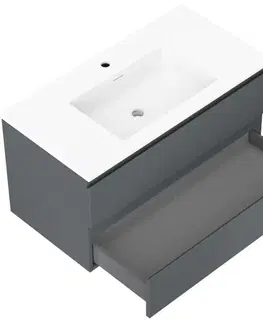 Kúpeľňový nábytok MEXEN/S - Orio kúpeľňová skrinka 90 cm s umývadlom Otis, 2 zásuvky, grafit mat/biela mat 91A10-09047-2-BFF66-W18M01