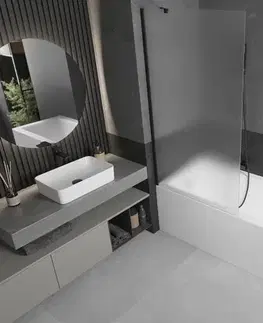 Sprchové dvere MEXEN/S - Next vaňová zástena FIX 90 x 150, mrazené sklo, čierna 895-090-000-00-30-70