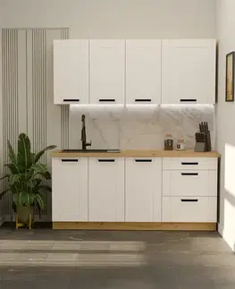 Modulový kuchynský nábytok Kuchynská linka Luna Biely/Artisan 180cm bez pracovnej dosky