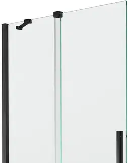 Sprchové dvere MEXEN/S - Velar Dvojkrídlová posuvná vaňová zástena 100 x 150, transparent, čierna 896-100-000-01-70