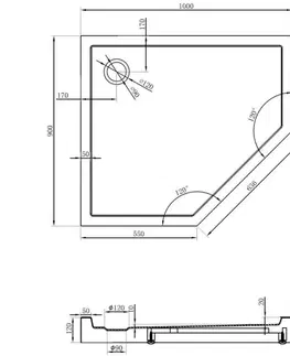 Vane MEXEN - Flow+ päťboká sprchová vanička ľavá 100 x 90, biela lesk 46P109010LH
