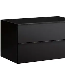 Kúpeľňový nábytok CERANO - Kúpeľňová skrinka pod umývadlo s úchytkou Velora - čierna matná, čierna úchytka - 79x53x46,5 CER-665038