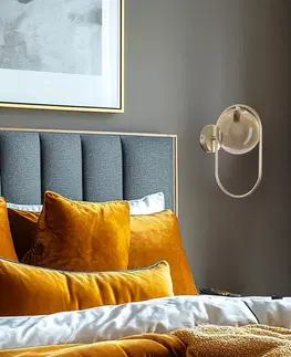 Nástenné svetlá Nástenná lampa CORDEL vo vintage štýle - zlatý mosadzný krúžok s jantárovým guľôčkovým tienidlom - elegantná LED nástenná lampa G9