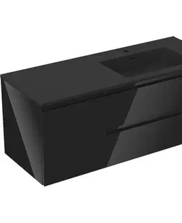 Kúpeľňový nábytok MEXEN/S - Orio kúpeľňová skrinka 120 cm s umývadlom Otis pravá, 2S, 1D, čierna lesk/čierna mat 91A13-12047-3-BBFFF70-W18P71