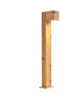 Zahradne stlpove lampy Moderná vonkajšia stojaca lampa hliníková s drevenou potlačou 65 cm IP44 - Baleno