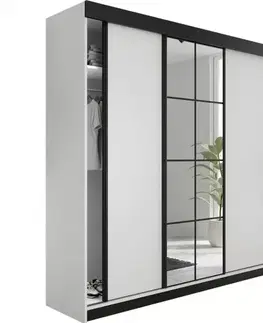 Šatníkové skrine KIER Šatníková skriňa ROMALA |  biela 200 cm