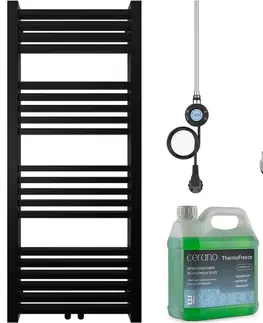 Doplnky do kúpeľne CERANO - Kúpeľňový elektrický radiátorový set Franko - WIFI - 300W - čierna matná - 1200x500 mm CER-680550