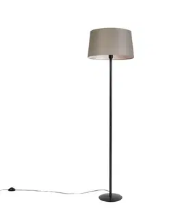 Stojace lampy Stojaca lampa čierna s tienidlom z ľanu taupe 45 cm - Simplo