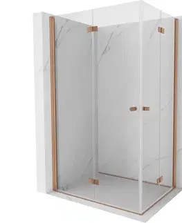 Sprchovacie kúty MEXEN/S - Mist-F Duo sprchovací kút skladacie dvere ľavá 85 x 80, transparent, meď kartáčovaná 8A6-085L-080P-65-00