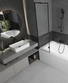 Sprchové dvere MEXEN/S - Vega obdĺžniková vaňa 180 x 80 cm s panelom + vaňová zástena 50, čierna vzor 550118080X9505007070