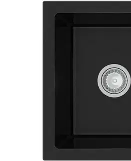 Kuchynské drezy MEXEN MEXEN - Enzo granitový drez 1-misa drez s vypúšťaním krátky odkvapkávač 576x465 mm, čierna 6506571005-77