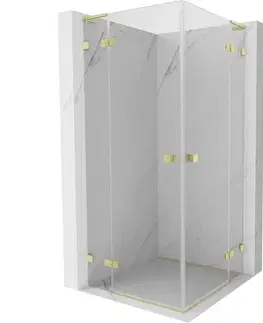 Sprchovacie kúty MEXEN/S - Lunar L Duo sprchovací kút dvere krídlové 110 x 110, transparent, zlato kartáčovaná 834L-110L-110P-55-00