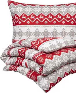Obliečky 4home Vianočné bavlnené obliečky Red Nordic , 140 x 220 cm, 70 x 90 cm