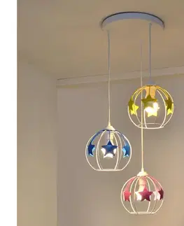 Svietidlá  Detský luster na lanku STARS 3xE27/15W/230V modrá/ružová/žltá W-KD 1385/3 WT+MIX