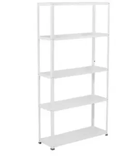 Regály a poličky Kinekus Regál kovový, biely, 180x90x30cm, 5 políc