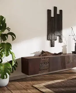Televízne stolíky DELIFE TV stolík Imara 200 cm mango hnedá 4 dvierka závesné