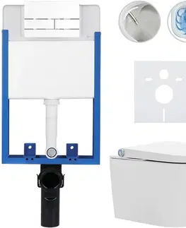 Záchody CERANO - Kompletní WC set Profi/Cronus Standard - bílá lesklá - WC tlačítko Line/Bílá - pro zazdění - 59,3x38,4  CER-235662
