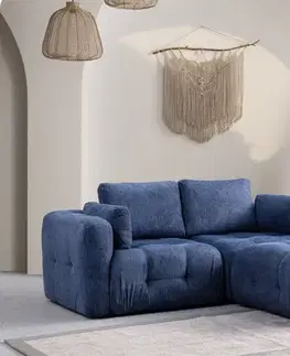 Sedacie súpravy Rohová sedacia súprava / Rohová pohovka Amaris 2 Seater With Pouffe - Navy Blue