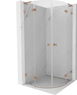 Sprchovacie kúty MEXEN/S - Lunar L sprchový kút štvrťkruh krídlový 100 x 100, transparent, meď kartáčovaná 833L-100L-100P-65-00