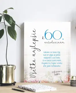 Tabuľky s venovaním (darčeky) Darčeky pre kolegov - Blahoželanie k jubileu 60 rokov od kolegov a kolegýň