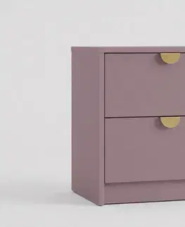 Nočné stolíky SANILA nocný stolík, 2 zásuvky, fialová slivka