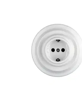 Predlžovacie káble Bohemia-Design - porcelánová retro domová zásuvka s rámčekom SCHUKO 250V/16A biela K1-R52AG