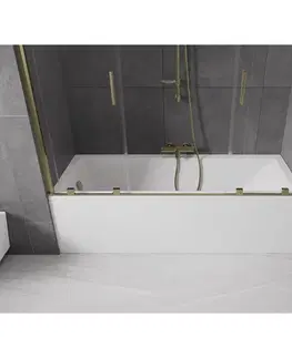 Sprchové dvere MEXEN/S - Velar Duo Dvojkrídlová posuvná vaňová zástena 170 x 150, transparent, zlatá 896-170-000-02-50