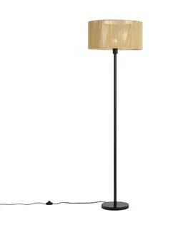 Stojace lampy Simplo Floor Lamp: Black Frame with Beige Paper Rope Shade (50/50/25)
