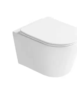 Záchody MEXEN - Rico Závesná WC misa Rimless Tornado vrátane sedátka s slow slim, duroplast, biela lesk 3072L4000T