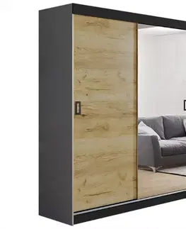 Spálňové šatníkové skrine Skriňa Retro 138 1L grafit/ Dvierka craft
