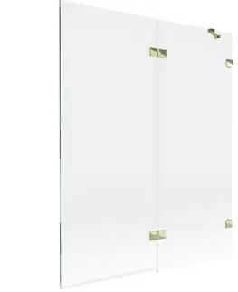 Sprchové dvere MEXEN/S - Lunar vaňová zástena 2-krídlová pravá 140 x 150, transparent, zlatá 897-140-100-50-00-P