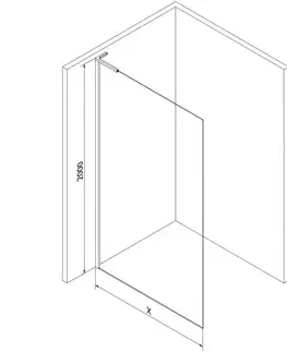 Sprchové dvere MEXEN/S - Kyoto-X L Sprchová zástena WALK-IN 100 x 200, transparent 10 mm, zlato 800-100-107-50-00-X