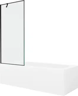 Sprchové dvere MEXEN/S - Vega obdĺžniková vaňa 180 x 80 cm s panelom + vaňová zástena 80, čierna vzor 550118080X9508007070