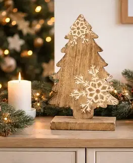 Vianočné dekorácie 4Home Dekorácia z mangového dreva Snowflake Tree, 33 cm