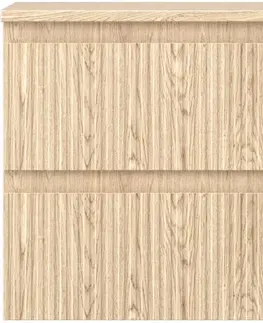 Kúpeľňový nábytok MEXEN/S - Rivel kúpeľňová skrinka pod umývadlo 50 cm s doskou, 2 zásuvky, reliéf, dub 91A20-05047-2-BFFC81