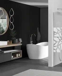 Sprchové dvere MEXEN/S - KIOTO Sprchová zástena WALK-IN 100x200 cm 8 mm, chróm, biely vzor 800-100-101-01-85