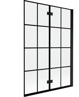 Sprchové dvere MEXEN - MIST vaňová zástena 120x150 cm 6mm 2-s, čierna, dekor, pravá 8A9-120-002-70-77-P