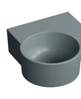 Umývadlá OMNIRES - OVO M+ umývadlo na dosku/závesné - pravé, 33 x 34 cm, ash grey mat; OVO335UWPAG