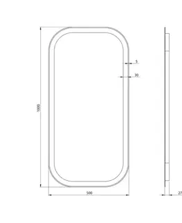 Kúpeľňové zrkadlá SAPHO - MANOR zrkadlo s LED osvetlením 50x100cm MN500