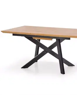 Stoly v podkrovnom štýle Rozkladací stôl Capital 160/200x90cm Mdf/Oceľ – Dub Zlatá/Čierna