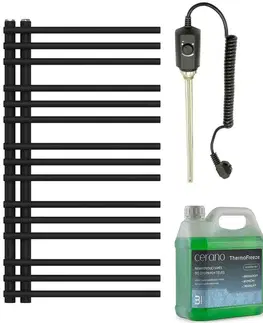 Doplnky do kúpeľne CERANO - Kúpeľňový elektrický radiátorový set Burke - Ľ/P - 300W - čierna matná - 1000x500 mm CER-373506