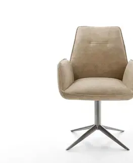 Jedálenské stoličky DELIFE Otočná jedálenská stolička Zoa-Flex mikrovlákno béžová vintage podstava grafit 360° otočná hojdacia funkcia vrecková pružina