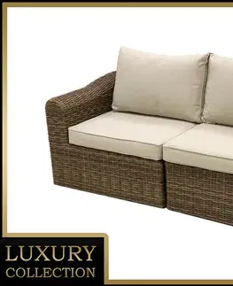 Záhradné stoličky a kreslá DEOKORK Ratanová lavica pre 2 osoby BORNEO LUXURY (hnedá)