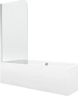 Sprchové dvere MEXEN/S - Cube obdĺžniková vaňa 180 x 80 cm s panelom + vaňová zástena 80, transparent, chróm 550518080X9008010100