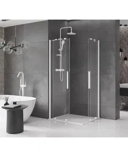 Sprchovacie kúty MEXEN/S - Velar Duo štvorcový sprchovací kút 100 x 90, transparent, biela 871-100-090-02-20