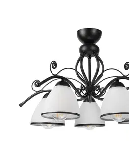 Svietidlá  Prisadený luster RETRO 5xE27/60W/230V čierna/biela LM-5.51/A/CZARNY PÓŁMAT