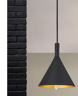 Svietidlá Orion - Luster na lanku GUNDA 1xE14/40W/230V pr. 16,5 cm čierna/zlatá HL 6-1627 schwarz-gold