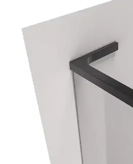 Sprchové dvere CERANO - Sprchová zástena Walk-in Onyx L-ľavá vzpera - 8 mm + polička / držiak na uteráky - čierna matná, transparentné sklo - 50x200 CER-8050BD811