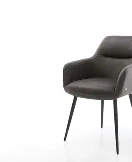 Jedálenské stoličky DELIFE Jedálenská stolička Pejo-Flex mikrovlákno antracitová vintage 4-nohá zúžená čierna vrecková pružina