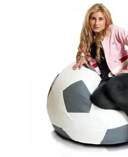 Sedacie vaky a kocky Sedací vak lopta sport l ekokoža 325l TiaHome - sivá